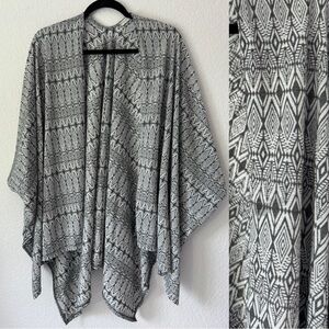 Everette Bleu Cardigan Women’s Small Gray Aztec Open Cover up Cotton‎ Blend